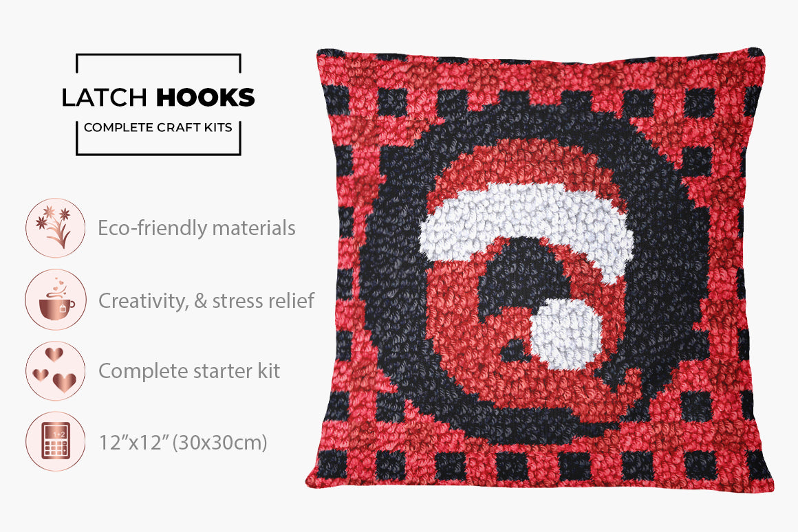 Vibrant Checkerboard Delight - Latch Hook Pillow Kit