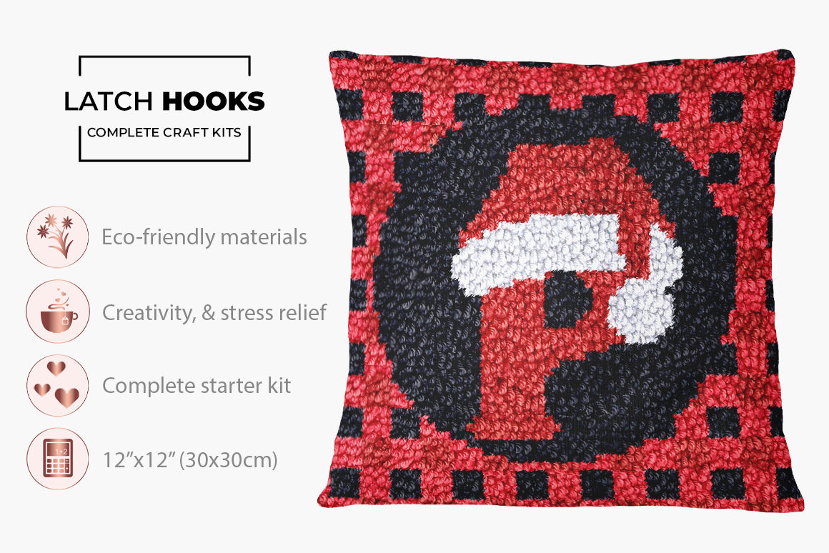 Festive Holiday Emblem - Latch Hook Pillow Kit