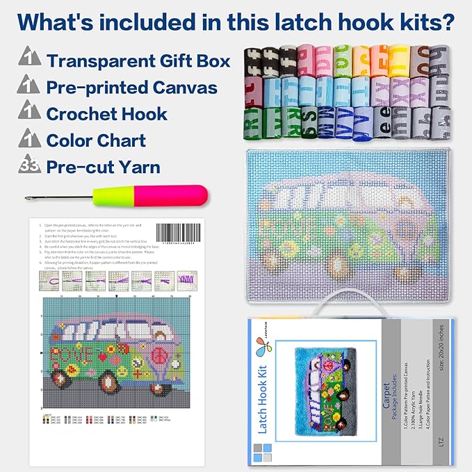 Vibrant Waves of Color - Latch Hook Rug Kit