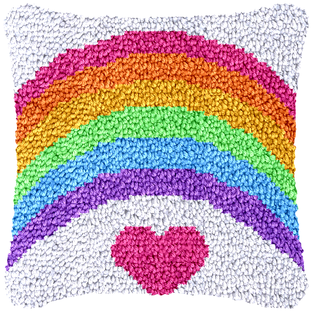 Rainbow Love - Latch Hook Pillow Kit